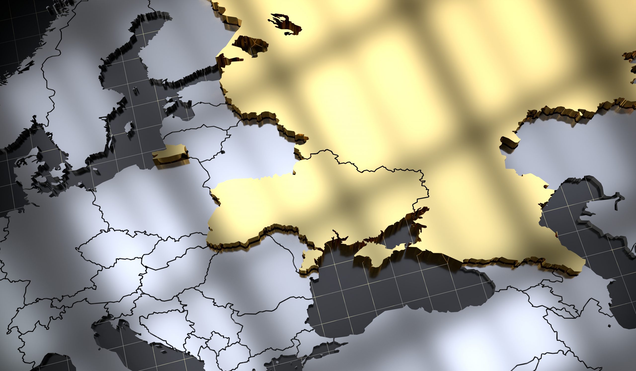 Russia and Ukraine map - 3D illustration